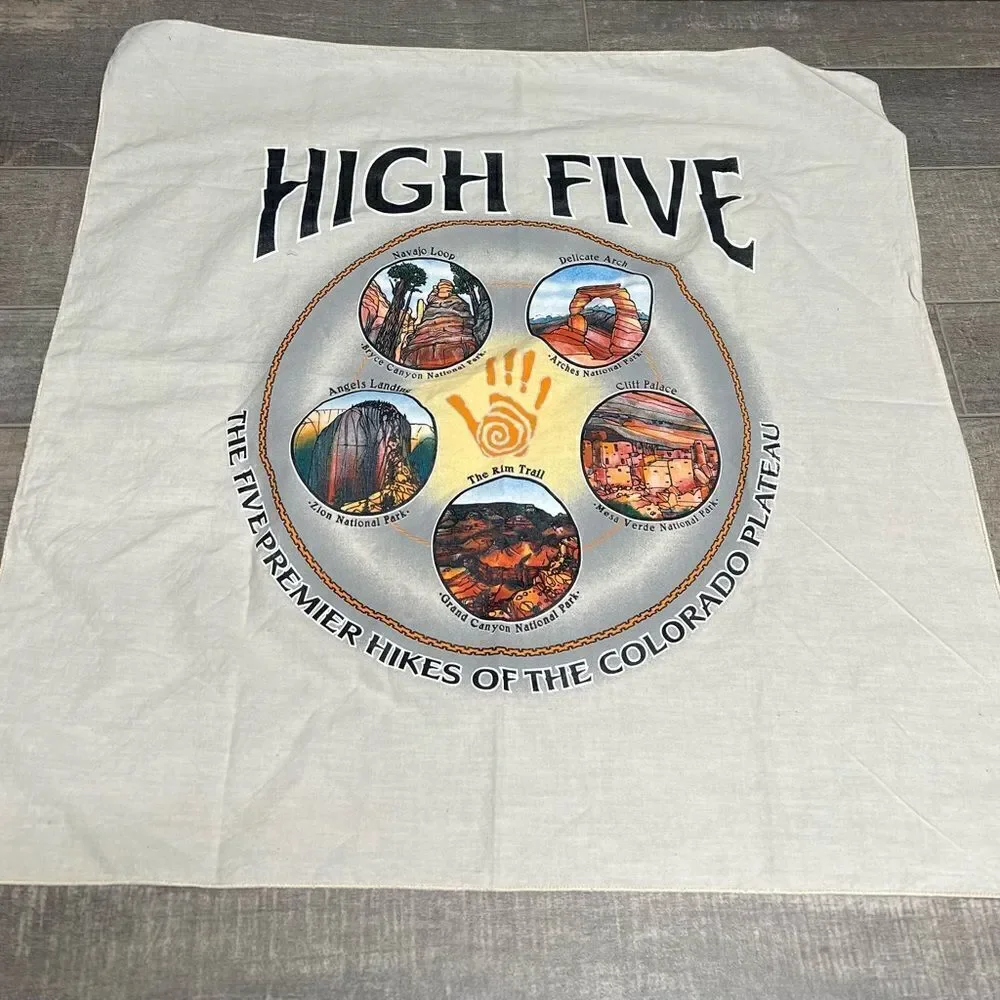 Unisex High Five The Hikes of the Colorado Plateau cotton Bandana.